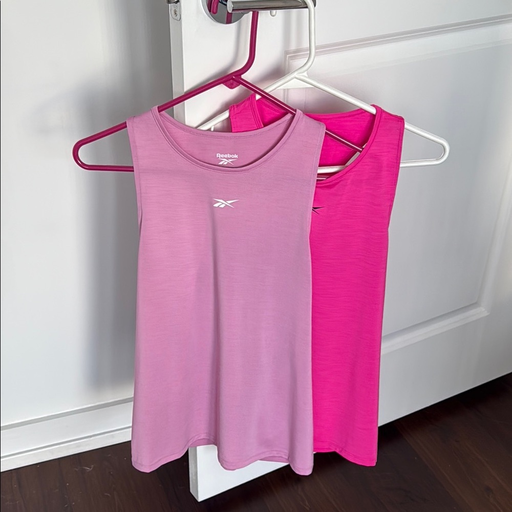 2 Reebok Women's Pink Tank Tops